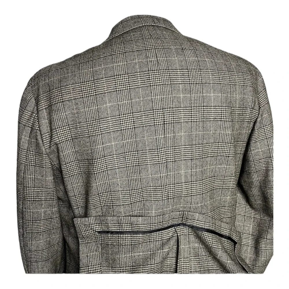 Samuelsohn Mens‎ Black & Tan Check Houndstooth Zealander Tweed Wool Blazer 42R